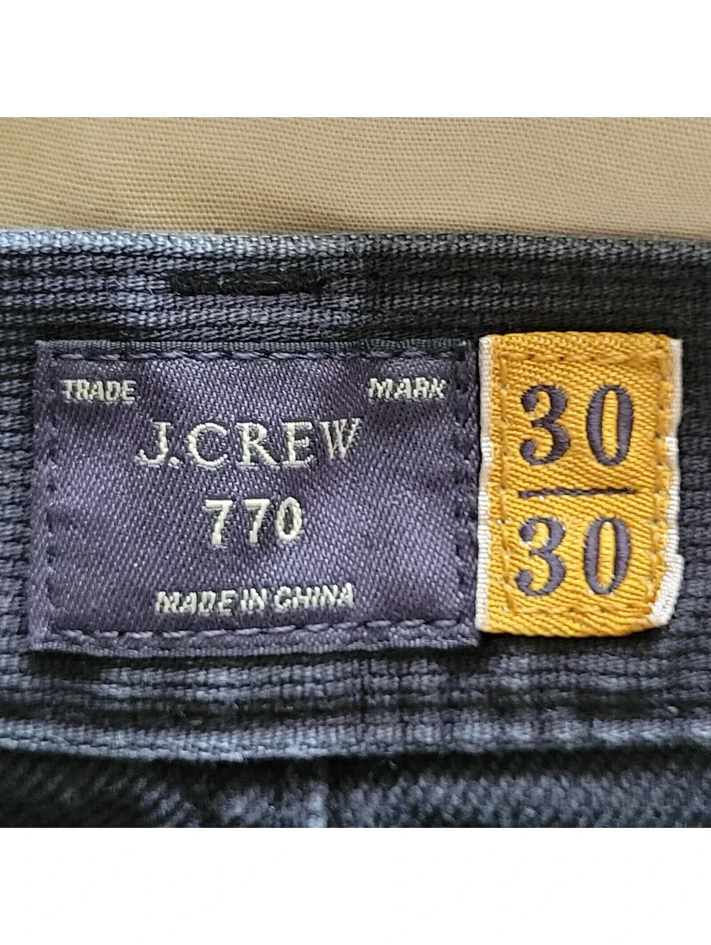 J.Crew 770 Straight Fit Pinwale Corduroy Pants Men's 30x30 Black B0202